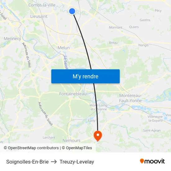 Soignolles-En-Brie to Treuzy-Levelay map