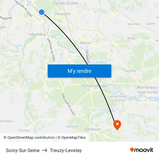 Soisy-Sur-Seine to Treuzy-Levelay map