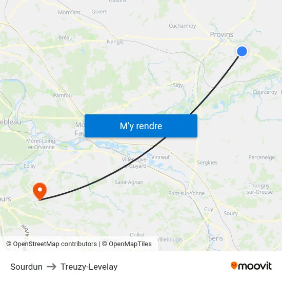 Sourdun to Treuzy-Levelay map