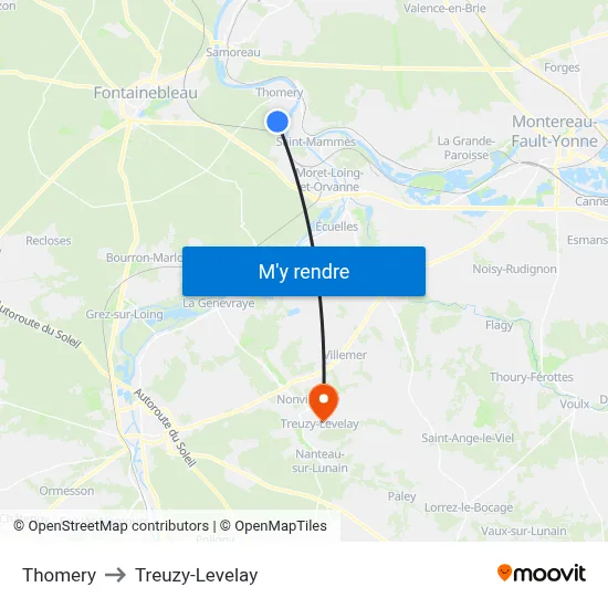 Thomery to Treuzy-Levelay map
