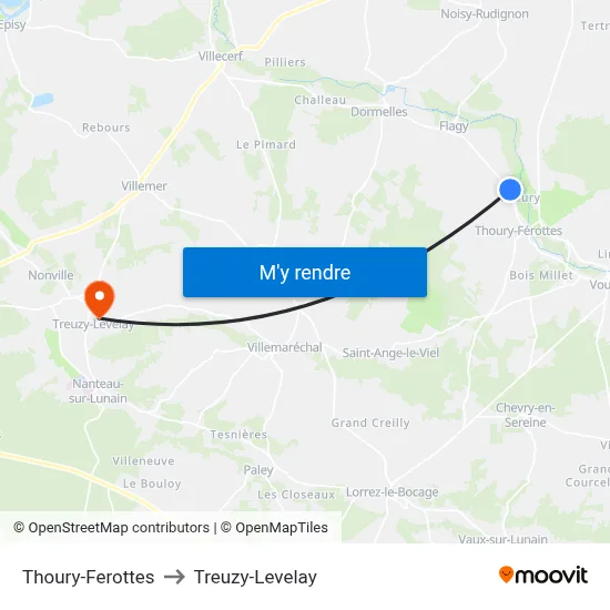 Thoury-Ferottes to Treuzy-Levelay map