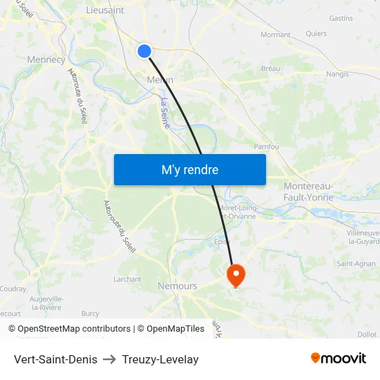 Vert-Saint-Denis to Treuzy-Levelay map