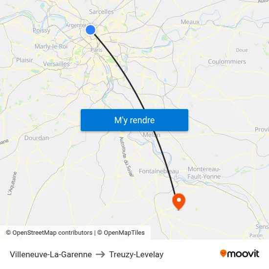 Villeneuve-La-Garenne to Treuzy-Levelay map