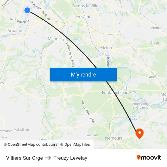 Villiers-Sur-Orge to Treuzy-Levelay map