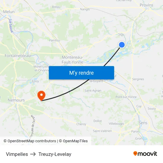 Vimpelles to Treuzy-Levelay map