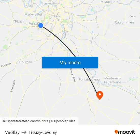 Viroflay to Treuzy-Levelay map