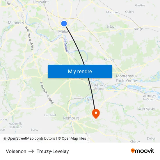 Voisenon to Treuzy-Levelay map