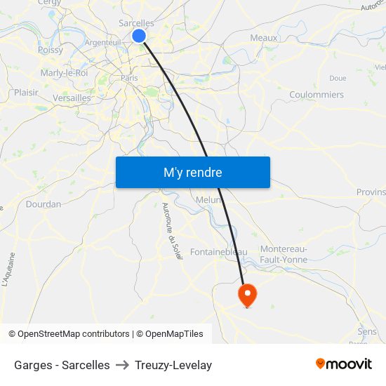 Garges - Sarcelles to Treuzy-Levelay map