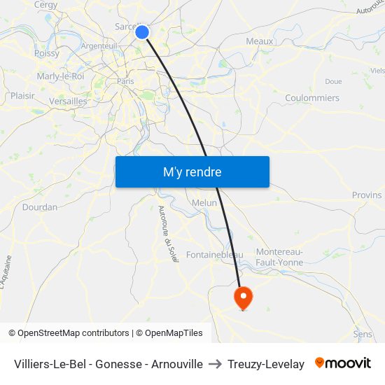 Villiers-Le-Bel - Gonesse - Arnouville to Treuzy-Levelay map