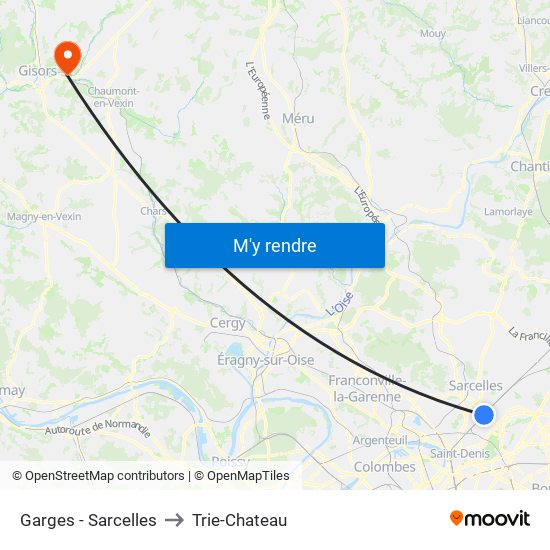 Garges - Sarcelles to Trie-Chateau map