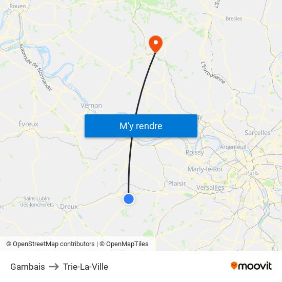 Gambais to Trie-La-Ville map