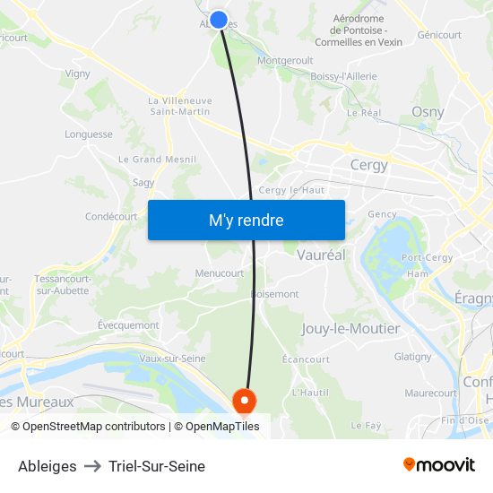 Ableiges to Triel-Sur-Seine map