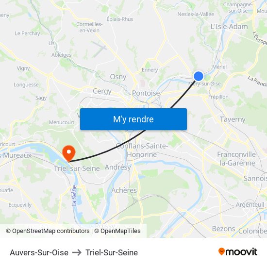 Auvers-Sur-Oise to Triel-Sur-Seine map