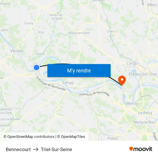 Bennecourt to Triel-Sur-Seine map