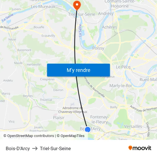 Bois-D'Arcy to Triel-Sur-Seine map