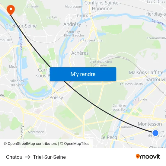 Chatou to Triel-Sur-Seine map