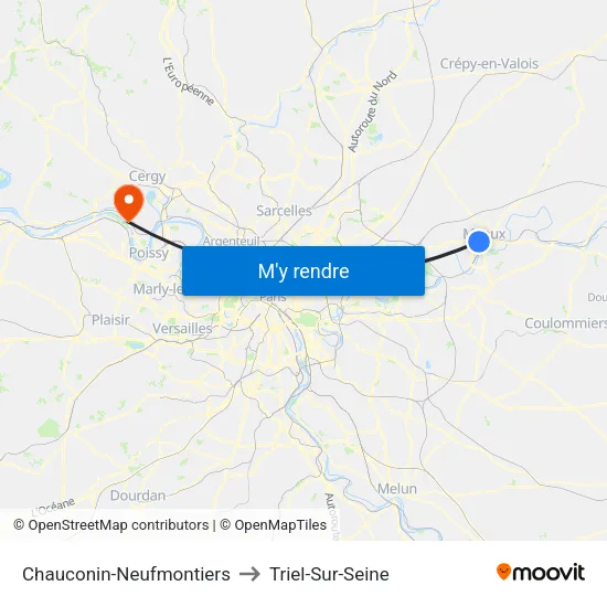 Chauconin-Neufmontiers to Triel-Sur-Seine map