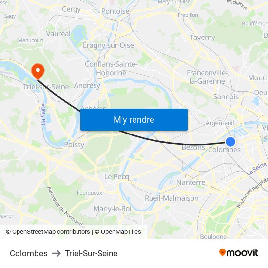 Colombes to Triel-Sur-Seine map