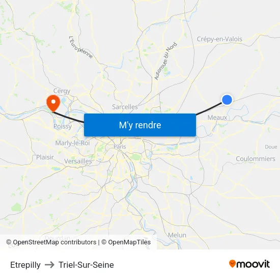 Etrepilly to Triel-Sur-Seine map