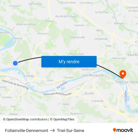 Follainville-Dennemont to Triel-Sur-Seine map