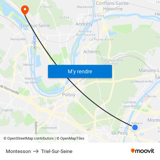 Montesson to Triel-Sur-Seine map