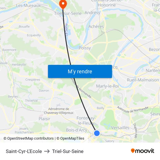Saint-Cyr-L'Ecole to Triel-Sur-Seine map