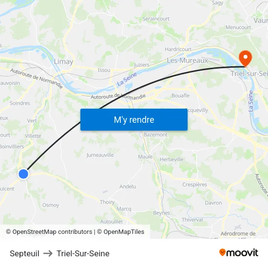 Septeuil to Triel-Sur-Seine map