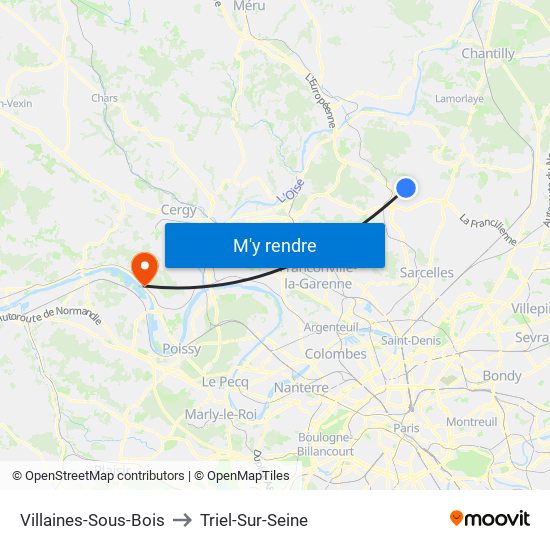 Villaines-Sous-Bois to Triel-Sur-Seine map