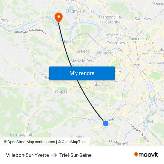 Villebon-Sur-Yvette to Triel-Sur-Seine map