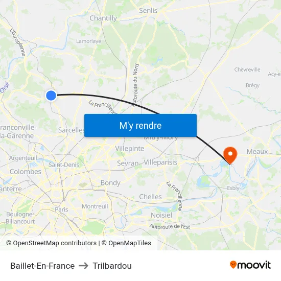 Baillet-En-France to Trilbardou map