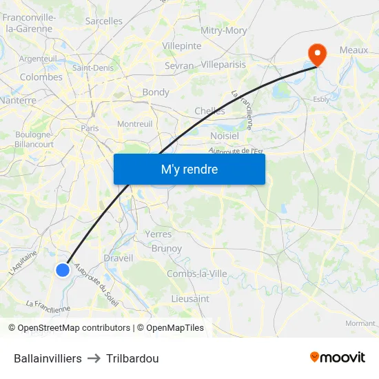Ballainvilliers to Trilbardou map