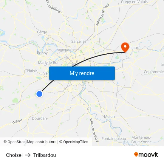 Choisel to Trilbardou map