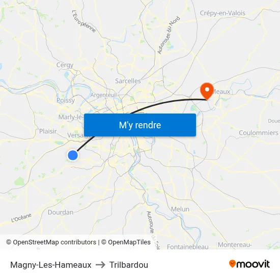 Magny-Les-Hameaux to Trilbardou map