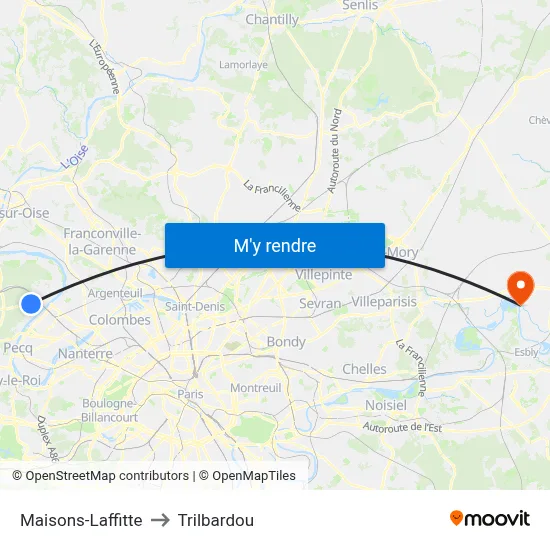 Maisons-Laffitte to Trilbardou map