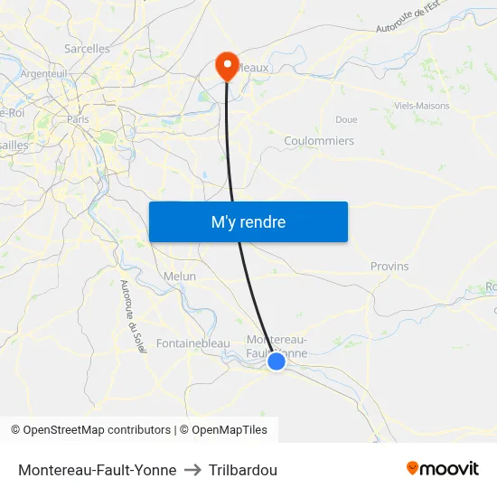 Montereau-Fault-Yonne to Trilbardou map