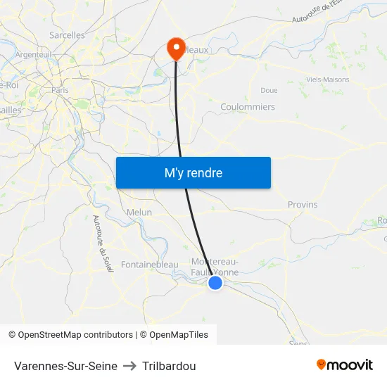 Varennes-Sur-Seine to Trilbardou map