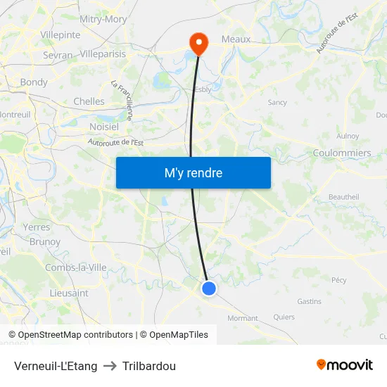 Verneuil-L'Etang to Trilbardou map