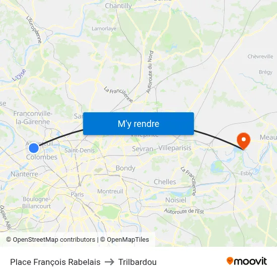 Place François Rabelais to Trilbardou map