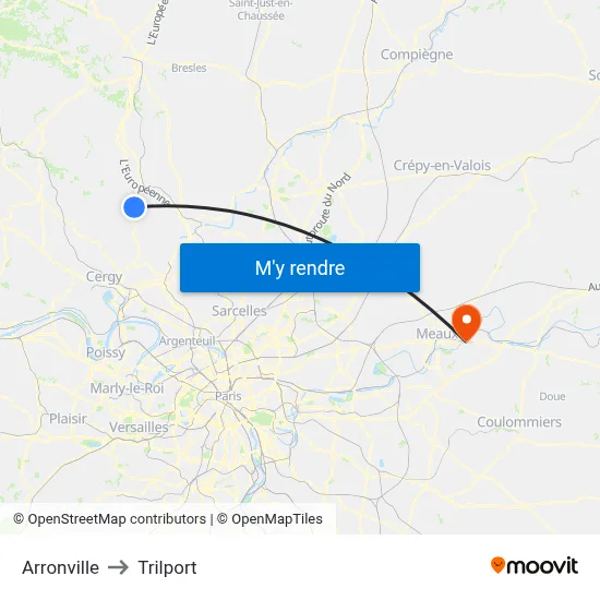Arronville to Trilport map
