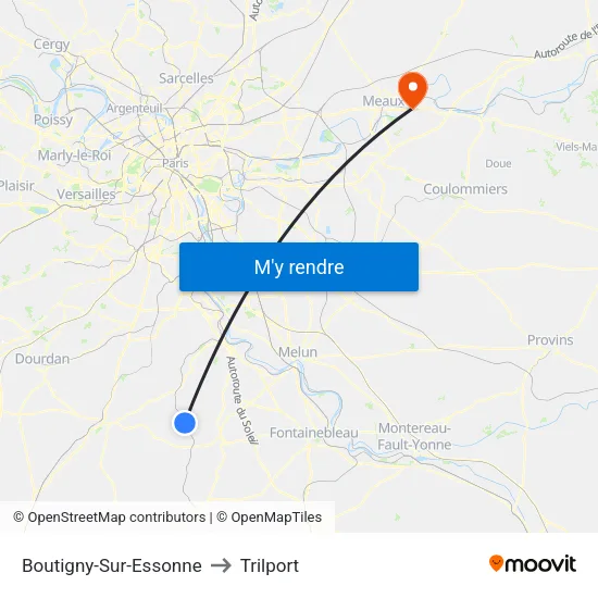 Boutigny-Sur-Essonne to Trilport map