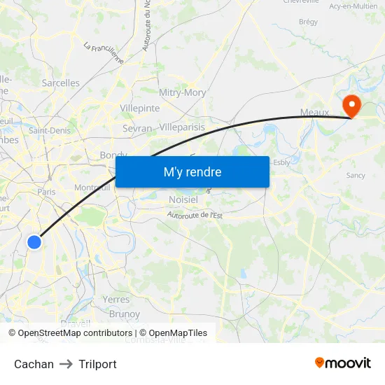 Cachan to Trilport map
