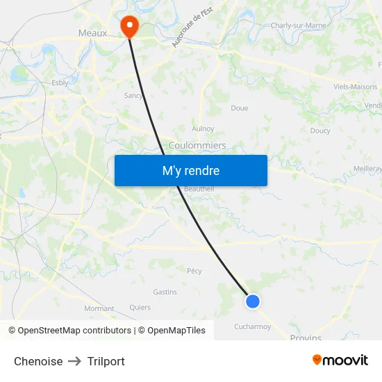 Chenoise to Trilport map