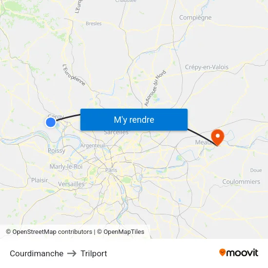 Courdimanche to Trilport map