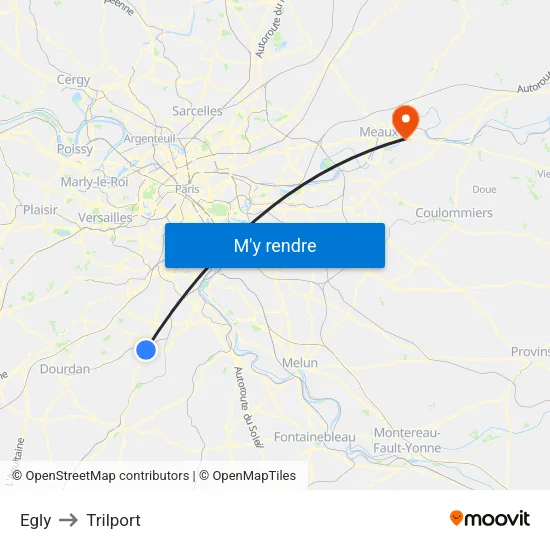 Egly to Trilport map