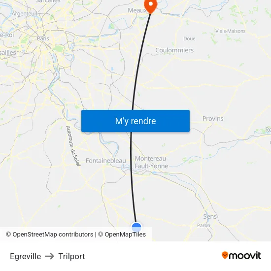 Egreville to Trilport map