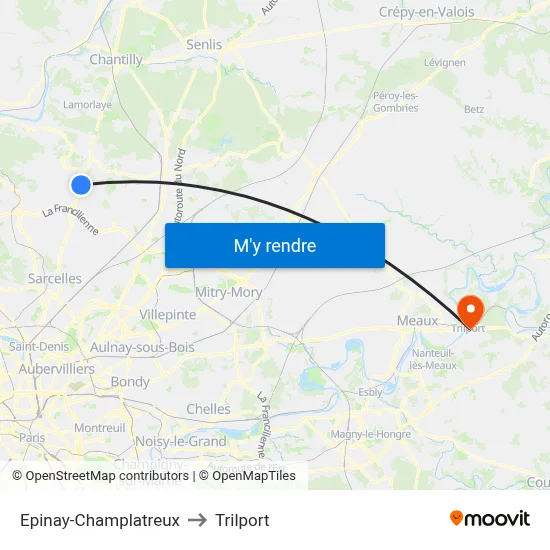 Epinay-Champlatreux to Trilport map