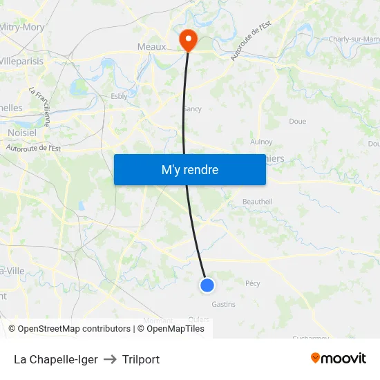 La Chapelle-Iger to Trilport map