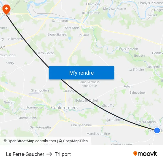 La Ferte-Gaucher to Trilport map