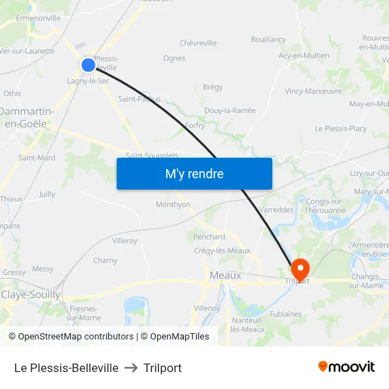 Le Plessis-Belleville to Trilport map
