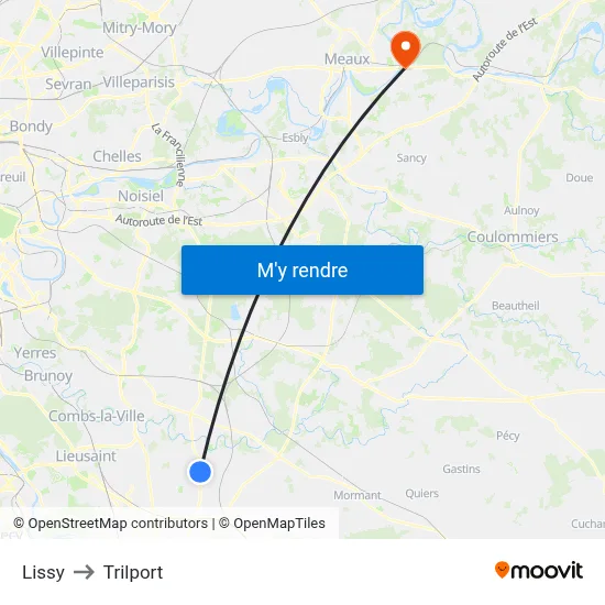 Lissy to Trilport map